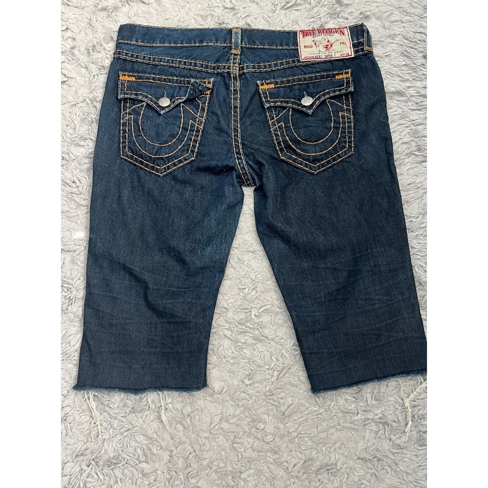 True Religion Jeans Ricky Super T Short Flap Fray Denim Shorts Men's Size 42
